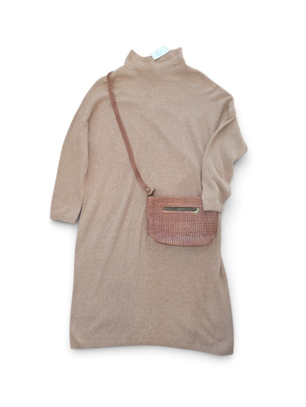 J. Jill Mock Turtleneck Long Sweater Dress in Nutmeg